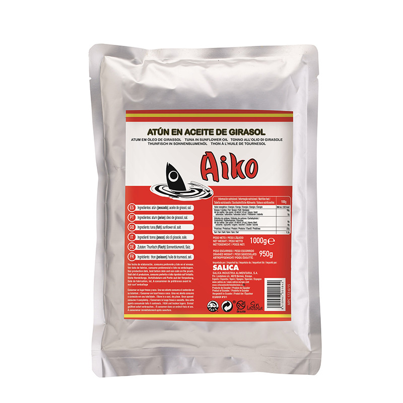 ATUN EN ACEITE DE GIRASOL POUCH 16/1Kg.